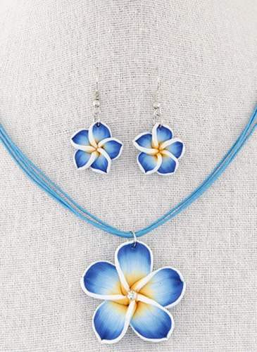 Floral No Stone Necklace Earring Jewelry Sets
