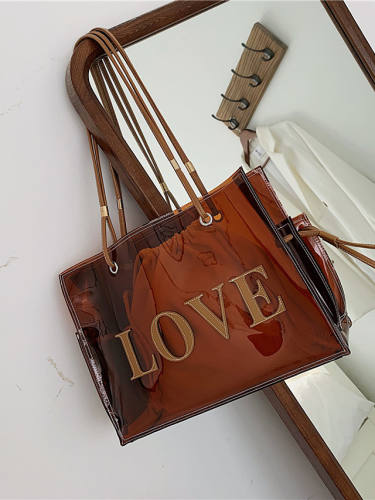 Women'S Bags Pu Leather Polyester Top Handle Bag Pattern / Print Zipper Plain Daily Going Out Laser Jelly Bags 2021 Handbags Red Brown