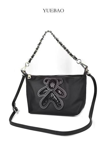 Women'S Bags Oxford Cloth Cowhide Top Handle Bag Sequin Chain Character Holiday Outdoor Handbags Chain Bag Black