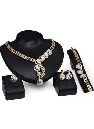 Water Drop Crystal Necklace Earring Jewelry Sets