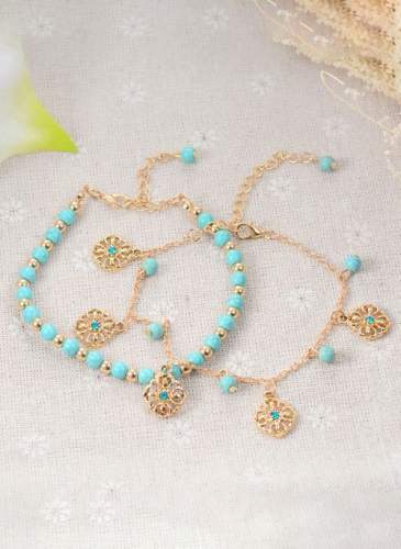 Boho No Stone Floral Anklet