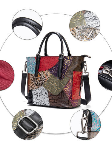 Marunte Leather Handbags New First Layer Leather Handbags Messenger Shoulder Bag Cowhide Stitching Messenger Bag
