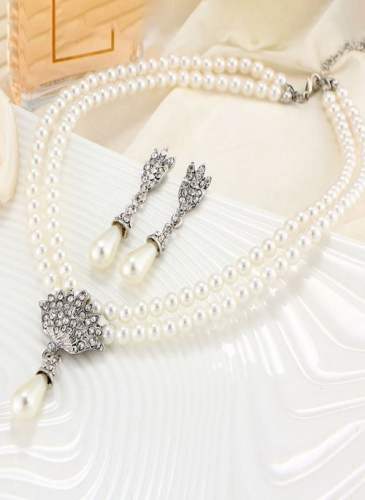 Water Drop Pearls Necklace Earring Jewelry Sets