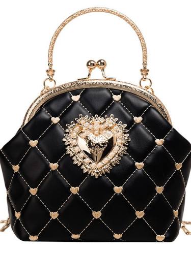 Women'S Bags Pu Leather Top Handle Bag Chain Outdoor Handbags Black Red