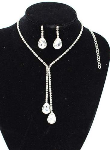 Water Drop Crystal Necklace Earring Jewelry Sets