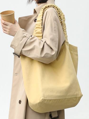 Women'S Bags Polyester Linen Tote Shopper Bag City Shopping Outdoor 2021 Canvas Bag Handbags White Black Yellow Khaki