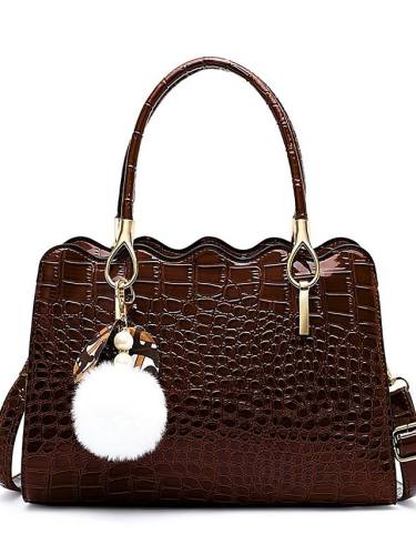 Women'S Bags Pu Leather Satchel Top Handle Bag Tassel Zipper Daily Outdoor Handbags Black Red Brown