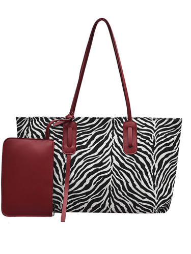 Women'S Bags Pu Leather Top Handle Bag 2 Pieces Purse Set Pattern / Print Zipper Daily Bag Sets Handbags Baguette Bag Black Red