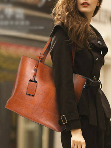 Women'S Bags Pu Leather Tote Solid Colored Daily Going Out 2021 Tote Handbags Wine Black Brown Drak Red