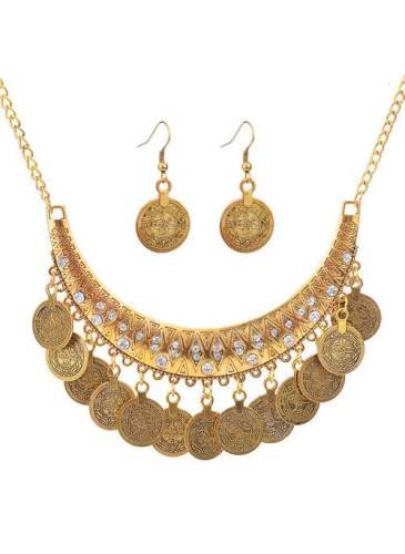 Geometric Crystal Necklace Earring Jewelry Sets