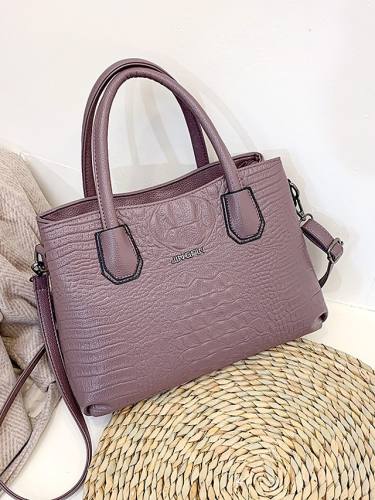 Women'S Bags Pu Leather Satchel Top Handle Bag Date Office & Career 2021 Handbags Black Purple Red Champagne