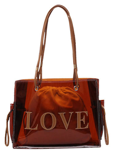 Women'S Bags Pu Leather Polyester Top Handle Bag Pattern / Print Zipper Plain Daily Going Out Laser Jelly Bags 2021 Handbags Red Brown