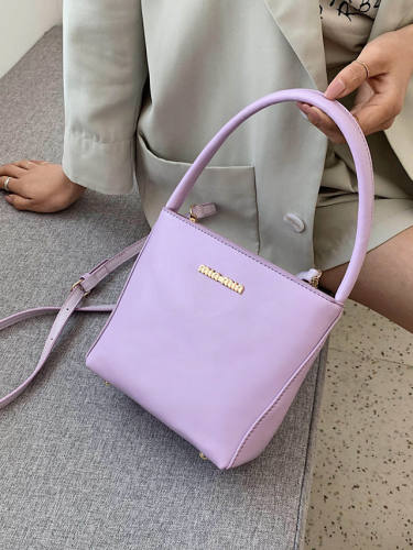 Women'S Bags Pu Leather Top Handle Bag Zipper Outdoor Handbags White Black Purple Orange