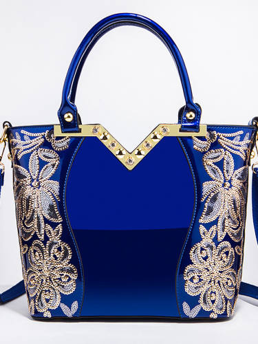 Women'S Handbags Fashion High Capacity Patent Leather Casual Cross-Body Top-Handle