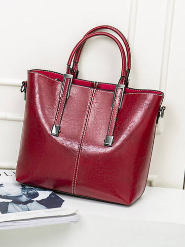 Women'S Bags Pu Leather Polyester Satchel Top Handle Bag Daily Office & Career 2021 Handbags Wine Black Brown Gray