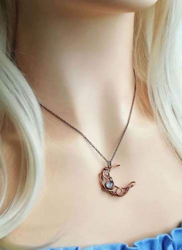 Casual Moon No Stone Pendant Necklaces