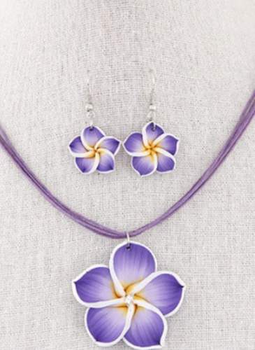 Floral No Stone Necklace Earring Jewelry Sets