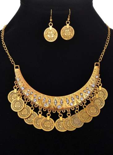 Geometric Crystal Necklace Earring Jewelry Sets