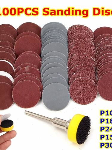 100Pcs 1Inch Sanding Disc Loop Sanding Pad 1Inch 1/8Inch Shank Abrasives Hook Loop Backer Sandpaper Mixed Set