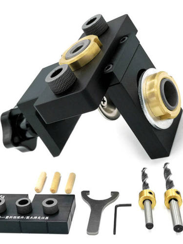 3-In-1 Adjustable Woodworking Hole Jig With Drill For Drill Guide Spotters Hole Punch Tools