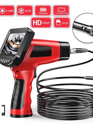 8.5 Mm Endoscope High Definition Camera Auto Repair Engine Industrial Pipe Hand-Held 4.3-Inch One-Screen Dual-Lens Electronic Air Conditioning Channel Hard Wire 5M With 32G Tf Card