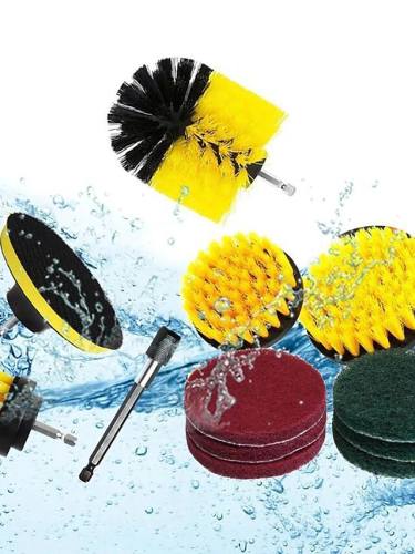 11Pcs Electric Scourer Brush Plastic Round Cleaning Brush Kit For Glass Carpets Car Tires Nylon Brushes