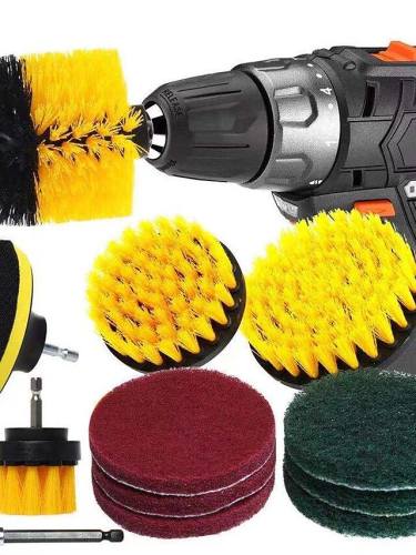 11Pcs Electric Scourer Brush Plastic Round Cleaning Brush Kit For Glass Carpets Car Tires Nylon Brushes