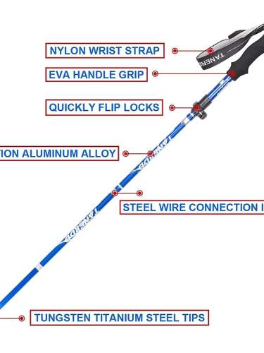 Adjust 5-Section Trekking Pole Aluminum Alloy Foldable Ultra-Light Telescopic Outdoor Hand-Carrying Hiking Sticks Walking Stick