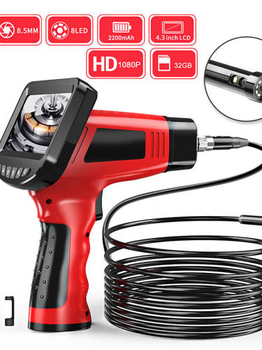 8.5 Mm Endoscope High Definition Camera Auto Repair Engine Industrial Pipe Hand-Held 4.3-Inch One-Screen Dual-Lens Electronic Air Conditioning Channel Hard Wire 10M With 32G Tf Card