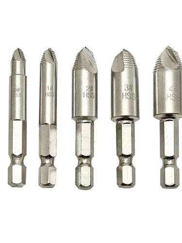 5Pcs Damaged Screw Extractor Remove Set Easy Out Bolt Screw Extractor Drill Bits