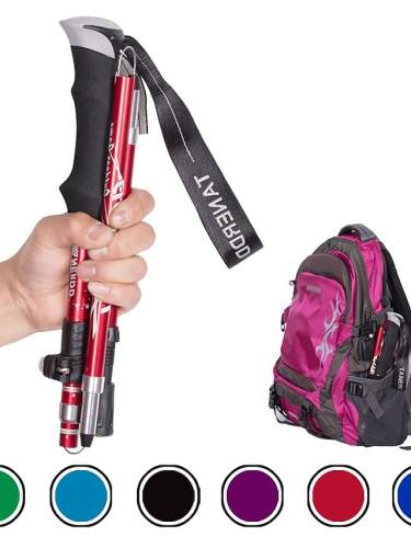 Adjust 5-Section Trekking Pole Aluminum Alloy Foldable Ultra-Light Telescopic Outdoor Hand-Carrying Hiking Sticks Walking Stick