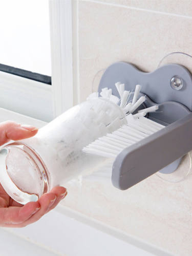 Cup Scrubber Glass Cleaner Bottles Brush Sink Kitchen Accessories 2 In 1 Drink Mug Wine Suction Cup Cleaning Brush Gadgets