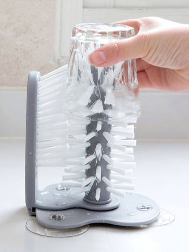 Cup Scrubber Glass Cleaner Bottles Brush Sink Kitchen Accessories 2 In 1 Drink Mug Wine Suction Cup Cleaning Brush Gadgets