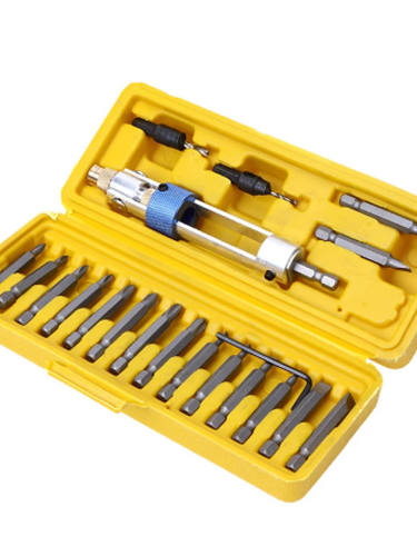 Jewii 20Pcs Half Time Drill Multi Screwdriver Sets High Speed Steel 16 Different Kinds Head Countersink Bits Allen Wrench