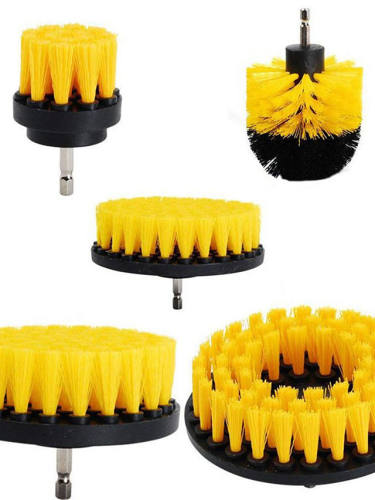 5Pcs 2/3.5//4/5 Inch Electric Scourer Brush Plastic Round Cleaning Brush Kit For Glass Carpets Car Tires Nylon Brushes