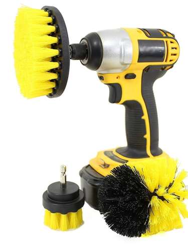 3-In-1 Electric Drill Brush Head Bathroom Surfaces Tub Shower Tile And Grout All Purpose Cleaning Kit