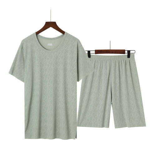 Men's pajamas set summer ice thin casual home clothes loose elastic short sleeved air-conditioned pajamas