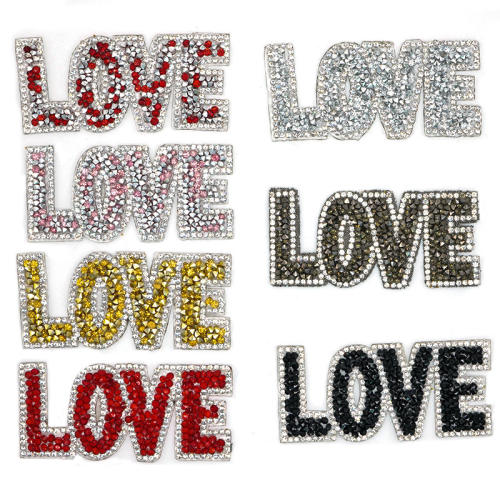 New letter diamond inlaid cloth pasted love hot drill clothes pants decorative patch cloth exquisite Rhinestone hot map clothing