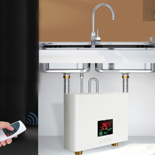 Instant Water Heater Bathroom Kitchen Wall Mounted Electric Water Heater LCD Temperature Display with Remote Control