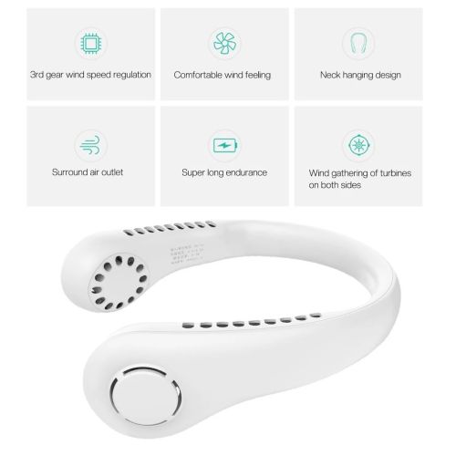 2022 Xiaomi New Mini Neck Fan Portable Bladeless Hanging Neck 3000mAh Rechargeable Air Cooler 3 Speed Mini Summer Sports Fans