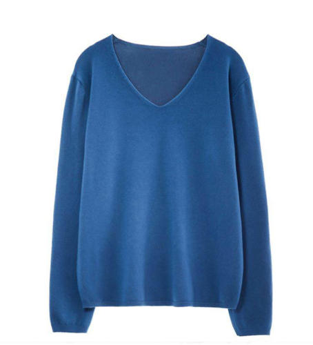 Casual Aesthetic Loose Plain Clothes Pulovers V-Neck Long Sleeve Women's T-shirts Thin Fashion Korean Tops Autumn Knitting Shirt