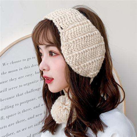 Cute Tide Knitted Ear Bag Soft Sister Strap Ear Muffs Autumn and Winter Ear Protection Warm and Velvet Earmuffs Female Retro