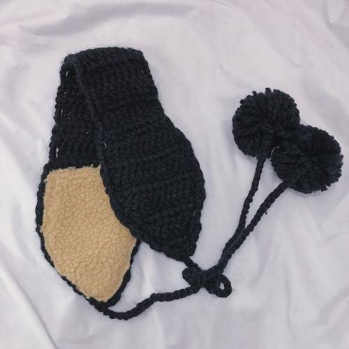 Cute Tide Knitted Ear Bag Soft Sister Strap Ear Muffs Autumn and Winter Ear Protection Warm and Velvet Earmuffs Female Retro