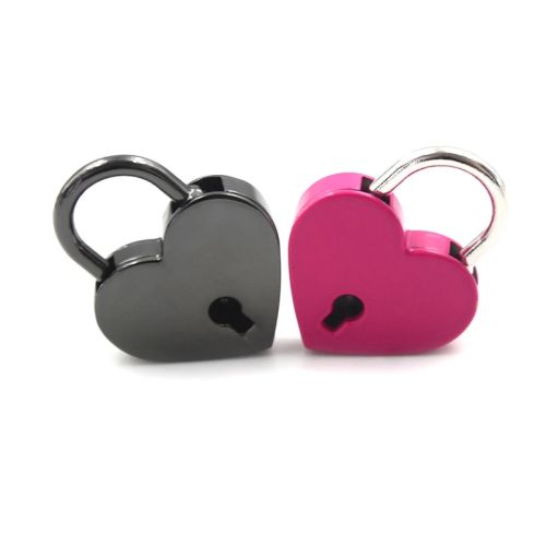 30x39mm Antique Style Heart Shape Padlock Vintage Lock Pink Romantic Lovely Diary Padlocks Key Lock With Key Wedding Jewelry