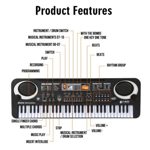 61 Keys Digital Music Electronic Keyboard Key Board Electric Piano Children Gift