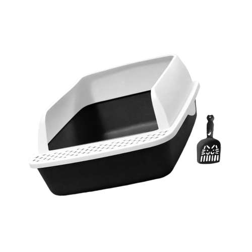 Cat Litter Box with Shovel Heighten Easy to Clean Semi Enclosed Prevent Leakage Cat Toilet
