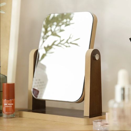 Desktop Folding Makeup Mirror Household Wooden Simple Female Student Dormitory Desktop Small Mirror Portable Vanity Mirror