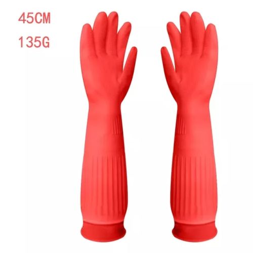 1Pair Lengthen Dishwashing Cleaning Gloves Silicone Rubber Dish Washing Glove for Household Scrubber Kitchen Clean Tool