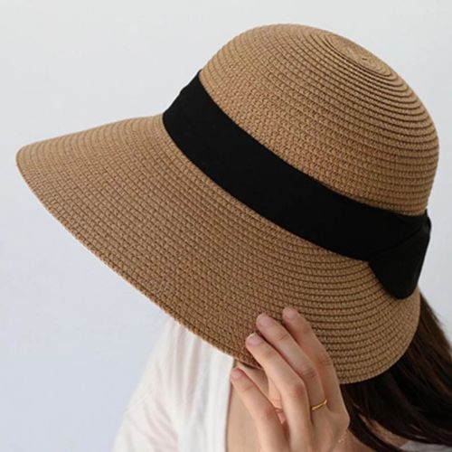 Women Wide Brim Sun Hat Women's Beach Sun Straw Hat Travel Foldable Brim Summer UV Hat Summer UV Protection Beach Cap For Women