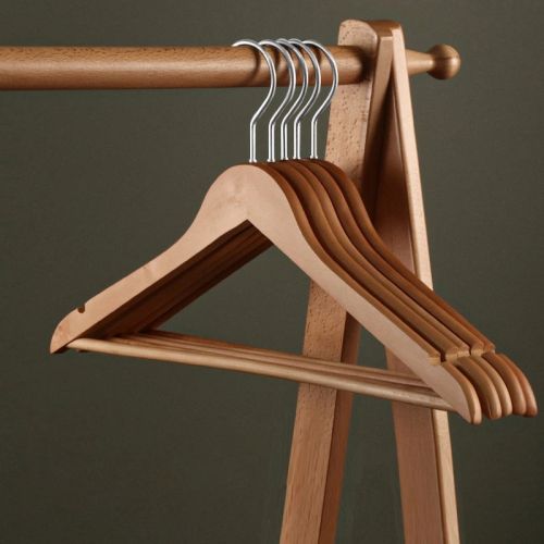 5Piece Solid Wood Hangers for Clothes Drying Rack Clothing Non-Slip Wooden Hangers Suit Shirt Trousers Sweaters Dress Organizer